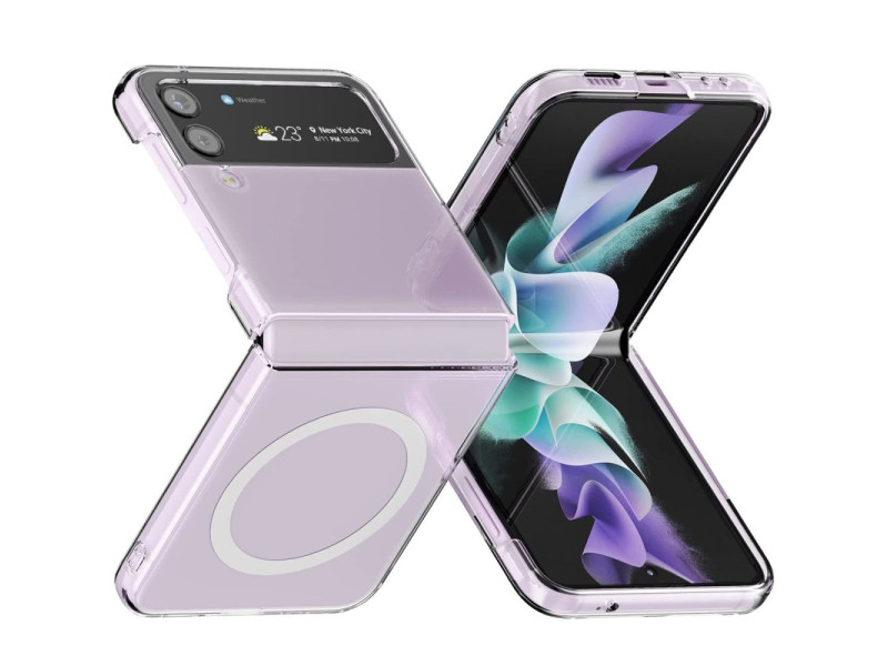 Newface Samsung Galaxy Z Flip 3 Kılıf Magneticsafe Şeffaf Silikon - Şeffaf