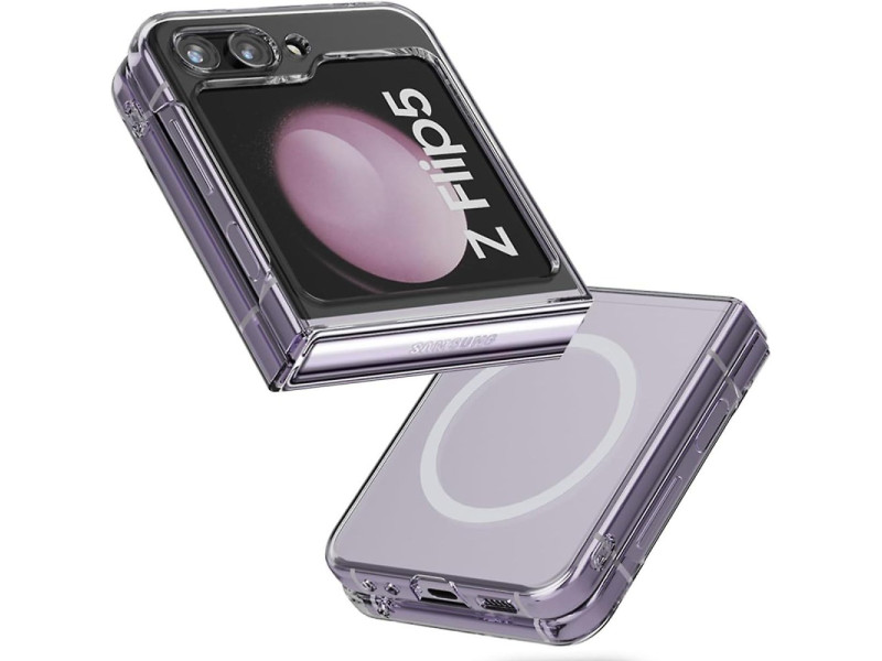 Newface Samsung Galaxy Z Flip 5 Kılıf Magneticsafe Şeffaf Silikon - Şeffaf