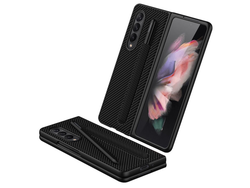 Newface Samsung Galaxy Z Fold 3 Kılıf Fold Kapak - Karbon