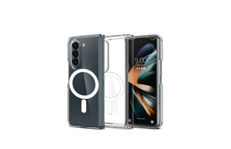 Newface Samsung Galaxy Z Fold 5 Kılıf Magneticsafe Şeffaf Silikon - Şeffaf