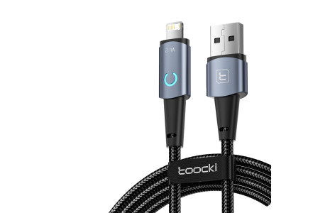 Newface Toocki TQ-X02 1M 2.4A Hasırlı Usb to Lightning Hızlı Şarj Kablosu - Gri