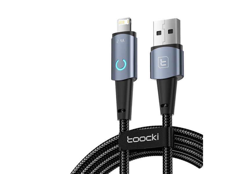 Newface Toocki TQ-X02 1M 2.4A Hasırlı Usb to Lightning Hızlı Şarj Kablosu - Gri