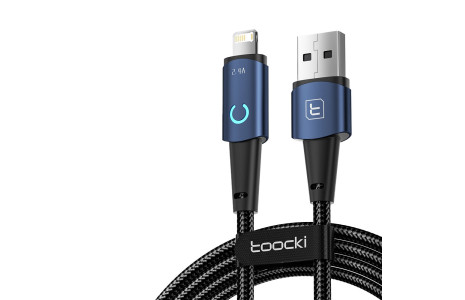 Newface Toocki TQ-X02 1M 2.4A Hasırlı Usb to Lightning Hızlı Şarj Kablosu - Mavi