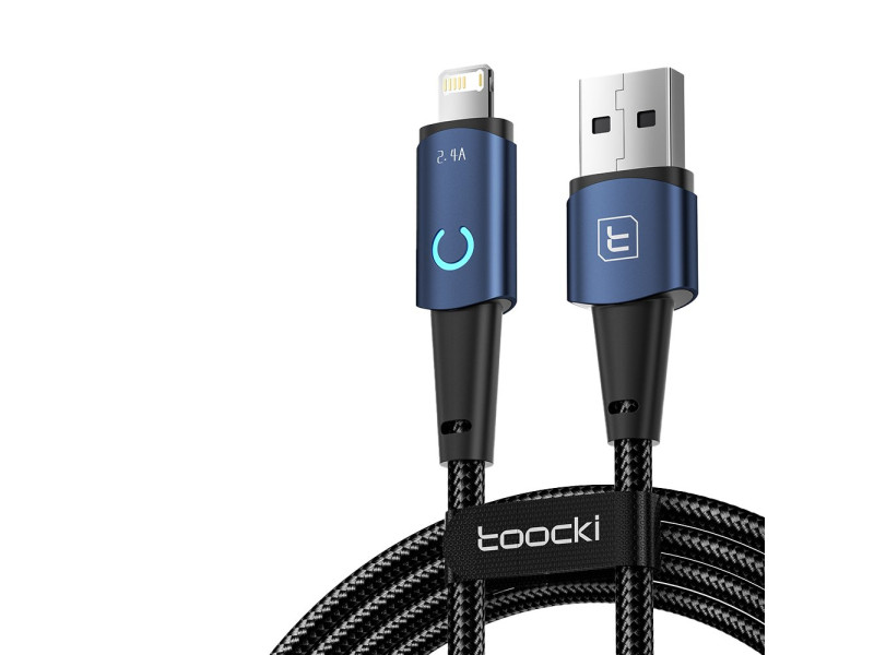 Newface Toocki TQ-X02 1M 2.4A Hasırlı Usb to Lightning Hızlı Şarj Kablosu - Mavi