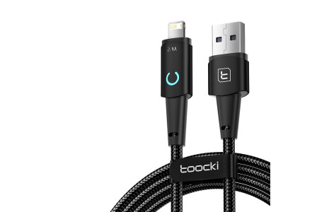 Newface Toocki TQ-X02 1M 2.4A Hasırlı Usb to Lightning Hızlı Şarj Kablosu - Siyah