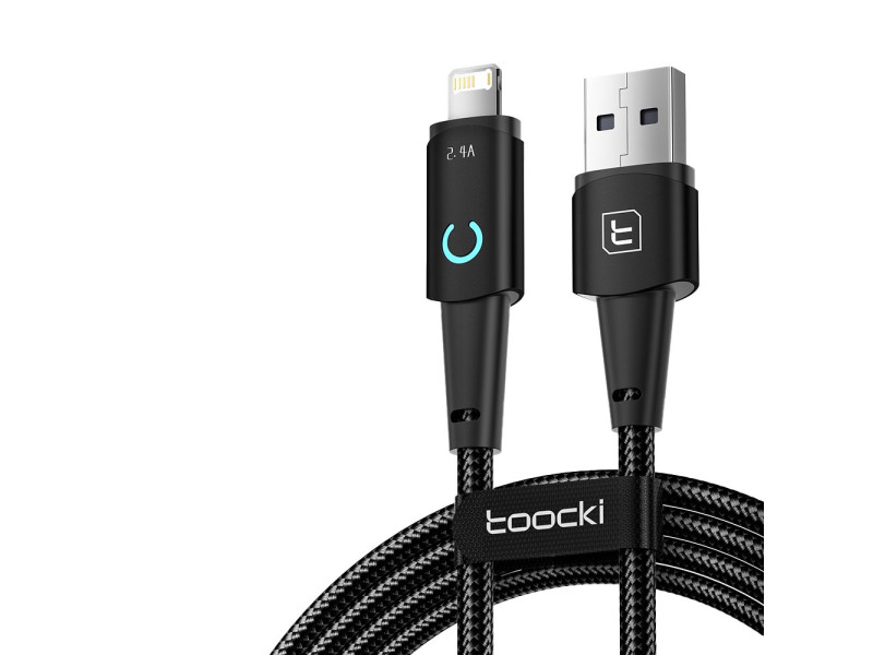 Newface Toocki TQ-X02 1M 2.4A Hasırlı Usb to Lightning Hızlı Şarj Kablosu - Siyah
