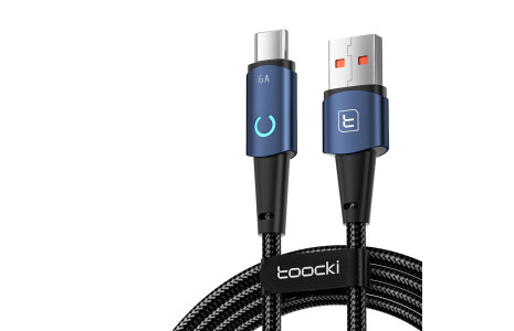 Newface Toocki TQ-X02F 1M 66W Hasırlı Usb to Type-C PD Hızlı Şarj Kablosu - Mavi