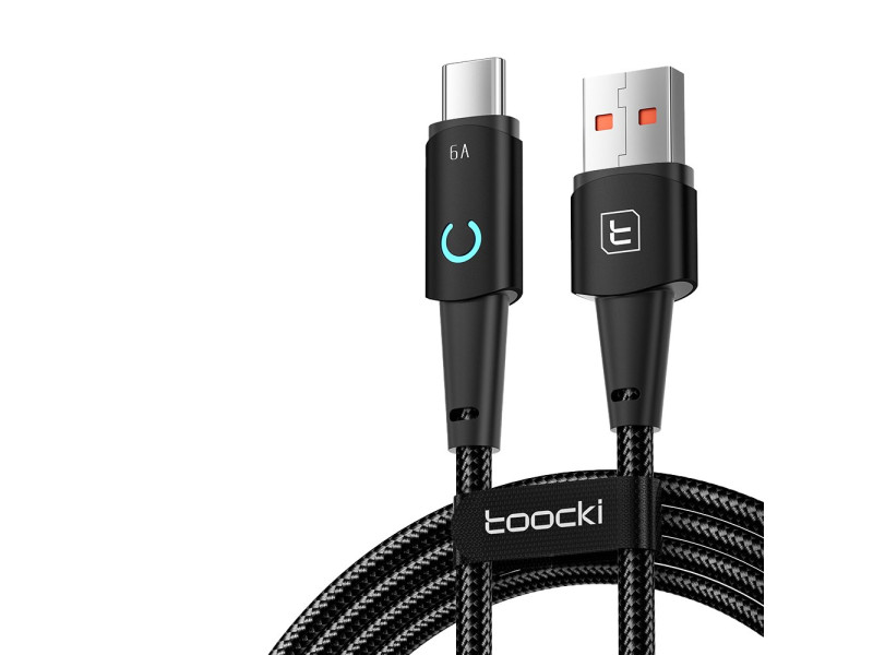 Newface Toocki TQ-X02F 1M 66W Hasırlı Usb to Type-C PD Hızlı Şarj Kablosu - Siyah