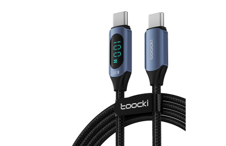 Newface Toocki TQ-X03 2M 100W Hasırlı Type-C to Type-C PD Hızlı Şarj Kablosu - Mavi