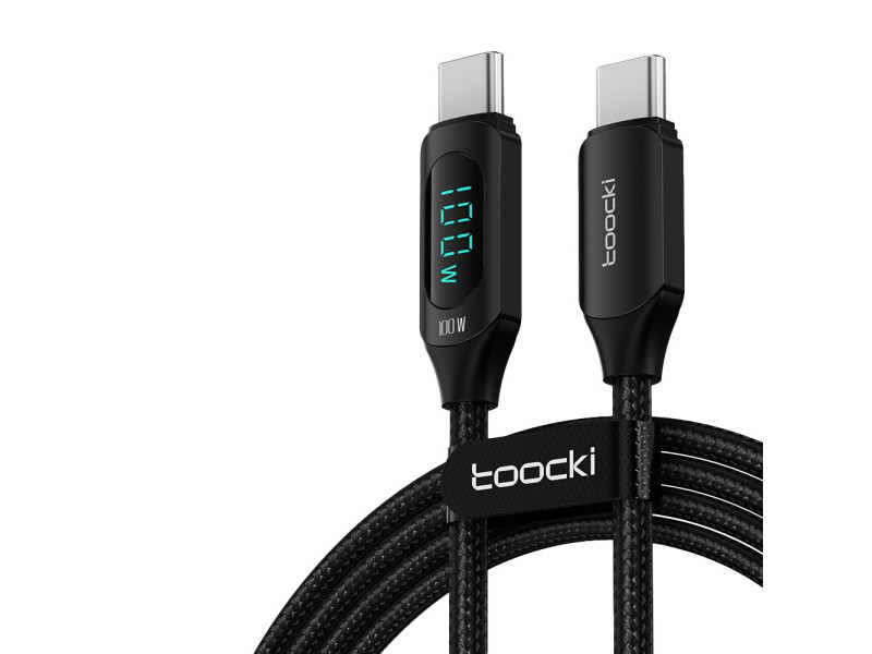 Newface Toocki TQ-X03 2M 100W Hasırlı Type-C to Type-C PD Hızlı Şarj Kablosu - Siyah