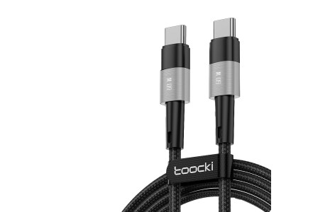 Newface Toocki TQ-X08 2M 100W Hasırlı Type-C to Type-C PD Hızlı Şarj Kablosu - Gri