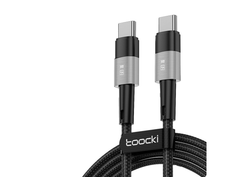 Newface Toocki TQ-X08 2M 100W Hasırlı Type-C to Type-C PD Hızlı Şarj Kablosu - Gri