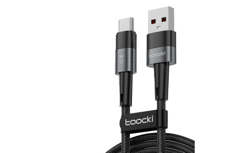 Newface Toocki TQ-X08F 1M 66W Hasırlı Usb to Type-C PD Hızlı Şarj Kablosu - Gri
