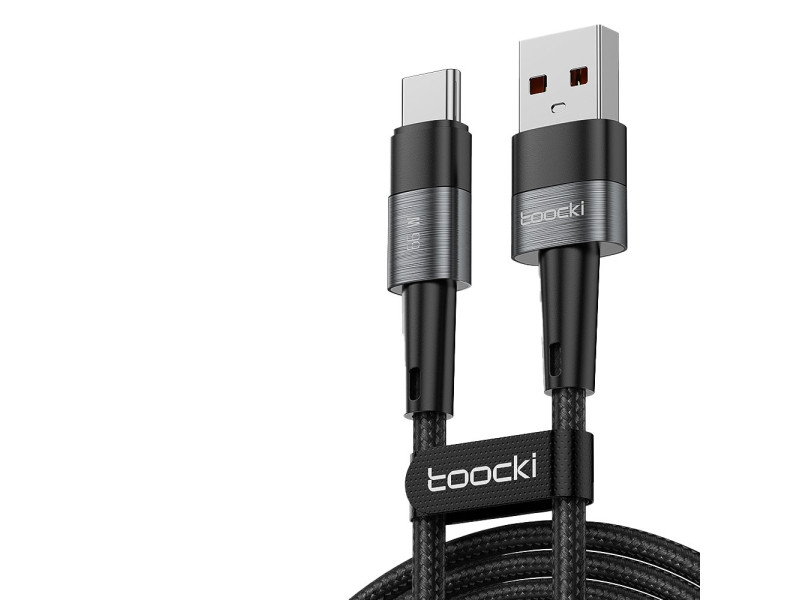 Newface Toocki TQ-X08F 1M 66W Hasırlı Usb to Type-C PD Hızlı Şarj Kablosu - Gri