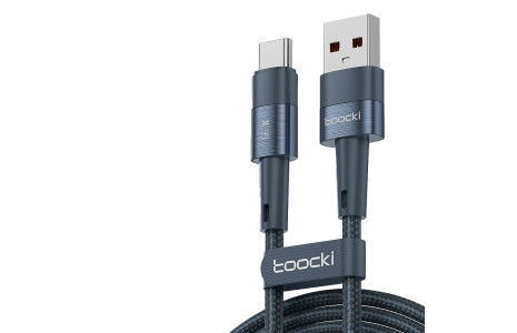 Newface Toocki TQ-X08F 1M 66W Hasırlı Usb to Type-C PD Hızlı Şarj Kablosu - Mavi