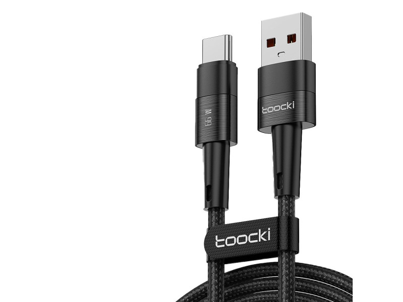 Newface Toocki TQ-X08F 1M 66W Hasırlı Usb to Type-C PD Hızlı Şarj Kablosu - Siyah