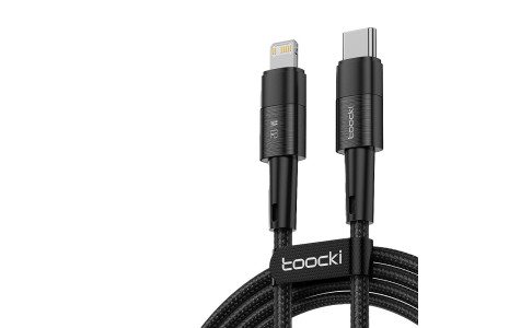 Newface Toocki TQ-X08FL 1M 20W Hasırlı Type-C to Lightning PD Hızlı Şarj Kablosu - Siyah
