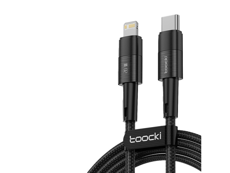 Newface Toocki TQ-X08FL 1M 20W Hasırlı Type-C to Lightning PD Hızlı Şarj Kablosu - Siyah