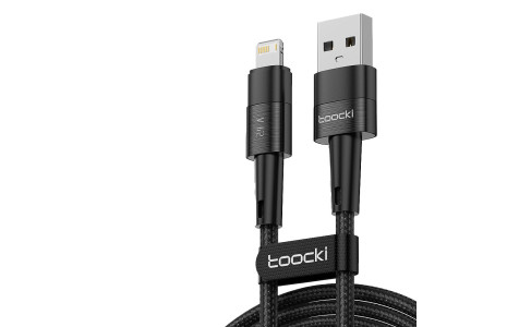 Newface Toocki TQ-X08L 1M 2.4A Hasırlı Usb to Lightning PD Hızlı Şarj Kablosu - Siyah