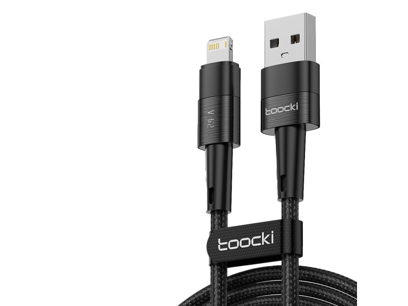 Newface Toocki TQ-X08L 1M 2.4A Hasırlı Usb to Lightning PD Hızlı Şarj Kablosu - Siyah