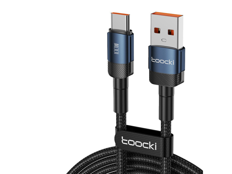 Newface Toocki TQ-X12 1M 100W Hasırlı Usb to Type-C PD Hızlı Şarj Kablosu - Mavi