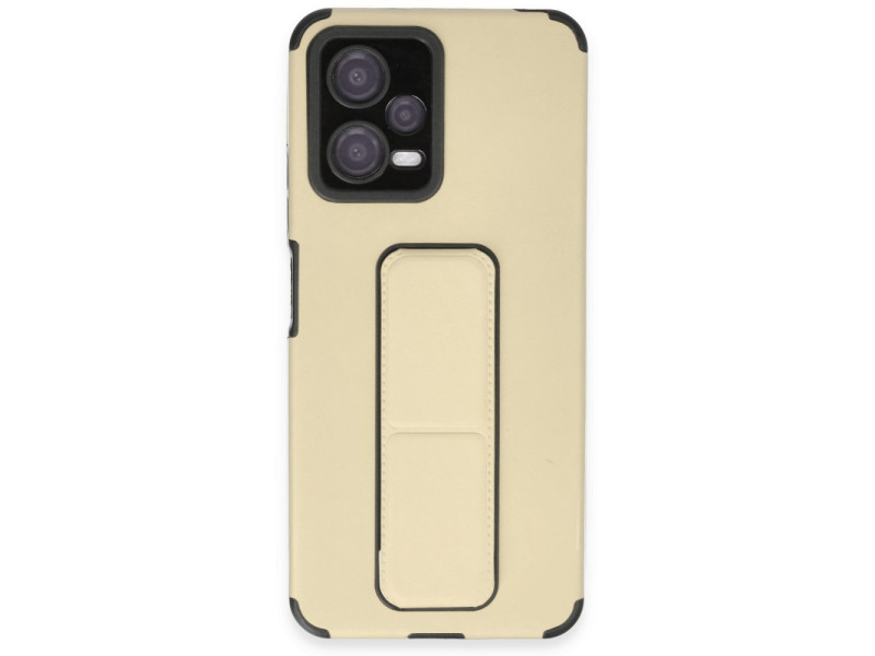 Newface Xiaomi Redmi Note 12 5G Kılıf Mega Standlı Silikon - Gold