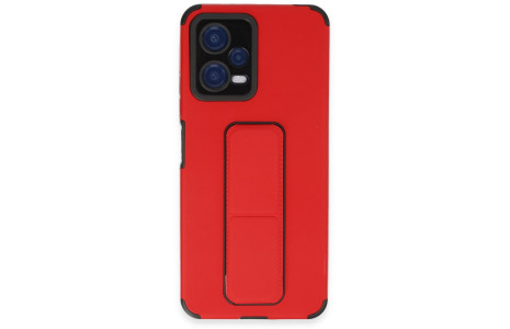 Newface Xiaomi Redmi Note 12 5G Kılıf Mega Standlı Silikon - Kırmızı
