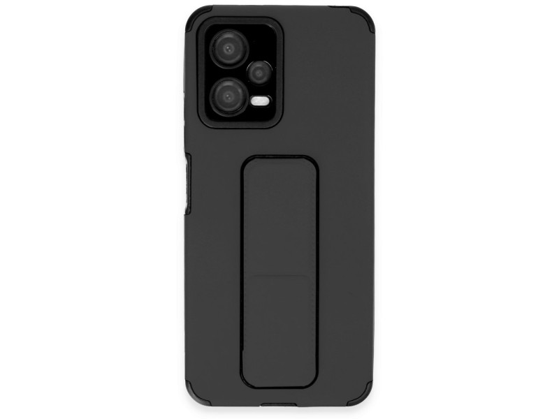 Newface Xiaomi Redmi Note 12 5G Kılıf Mega Standlı Silikon - Siyah