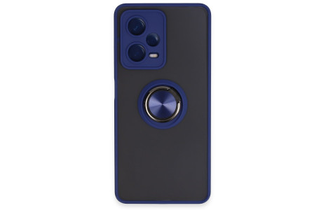 Newface Xiaomi Redmi Note 12 5G Kılıf Montreal Yüzüklü Silikon Kapak - Lacivert