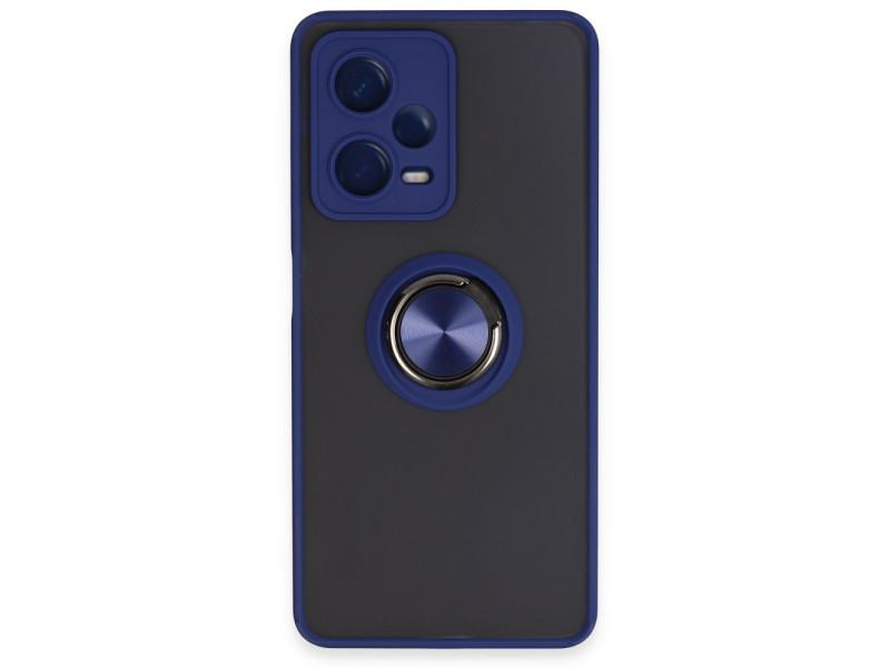 Newface Xiaomi Redmi Note 12 5G Kılıf Montreal Yüzüklü Silikon Kapak - Lacivert