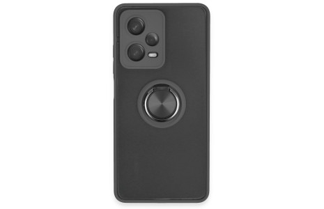 Newface Xiaomi Redmi Note 12 5G Kılıf Montreal Yüzüklü Silikon Kapak - Siyah