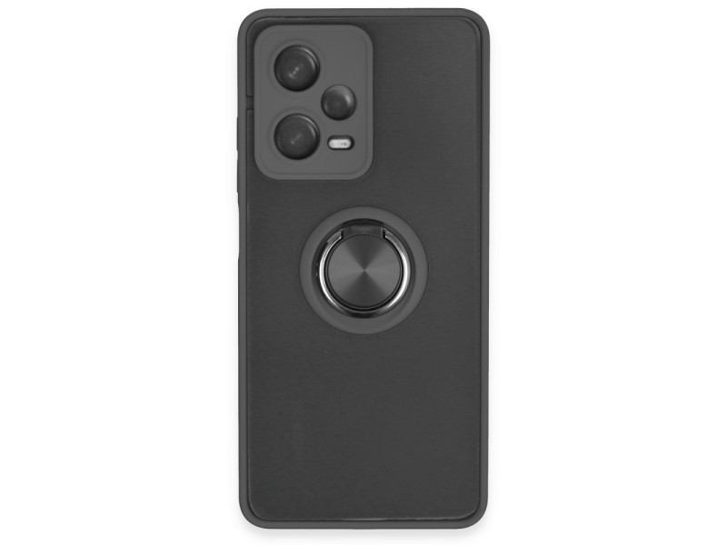 Newface Xiaomi Redmi Note 12 5G Kılıf Montreal Yüzüklü Silikon Kapak - Siyah
