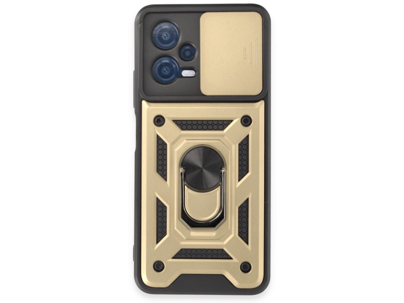 Newface Xiaomi Redmi Note 12 5G Kılıf Pars Lens Yüzüklü Silikon - Gold