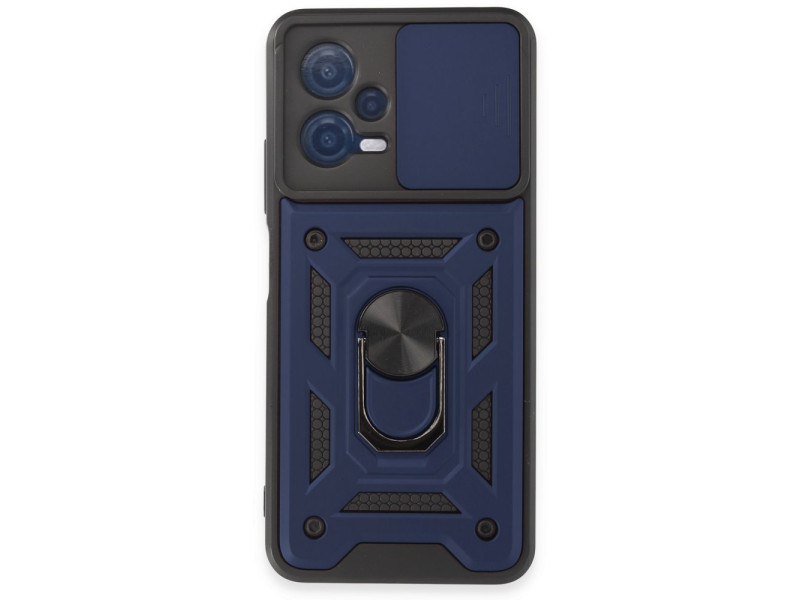 Newface Xiaomi Redmi Note 12 5G Kılıf Pars Lens Yüzüklü Silikon - Lacivert