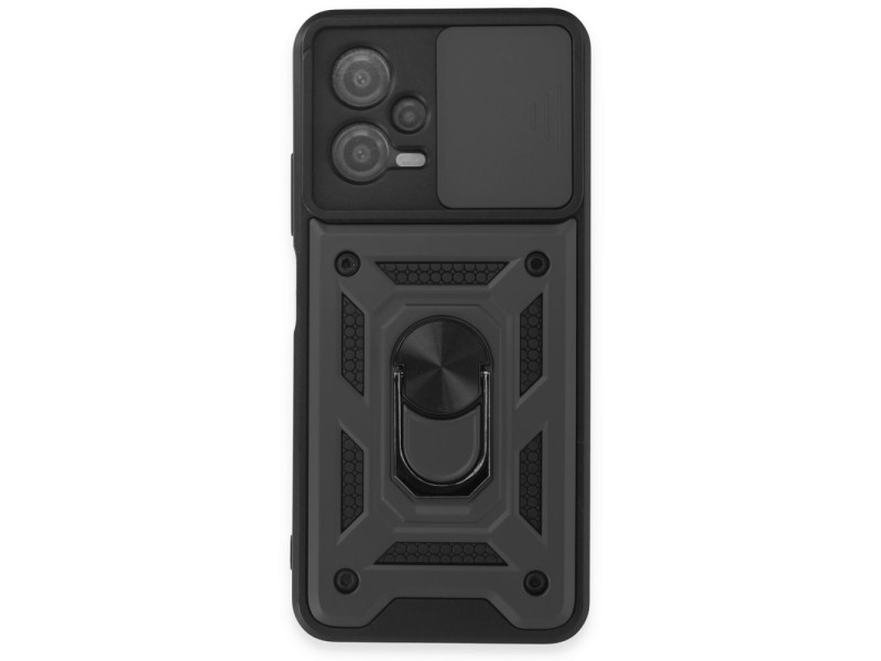Newface Xiaomi Redmi Note 12 5G Kılıf Pars Lens Yüzüklü Silikon - Siyah