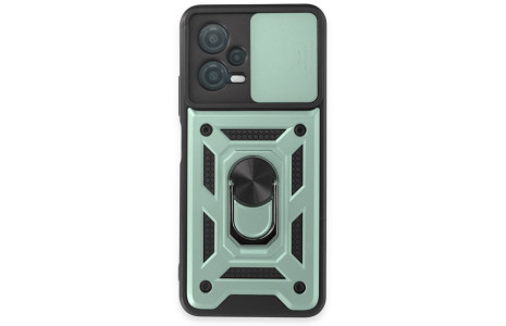 Newface Xiaomi Redmi Note 12 5G Kılıf Pars Lens Yüzüklü Silikon - Yeşil