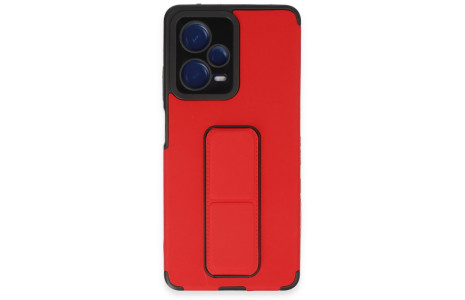 Newface Xiaomi Redmi Note 12 Pro 5G Kılıf Mega Standlı Silikon - Kırmızı