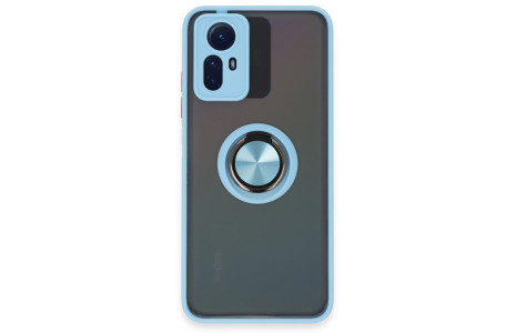 Newface Xiaomi Redmi Note 12S Kılıf Montreal Yüzüklü Silikon Kapak - Buz Mavi