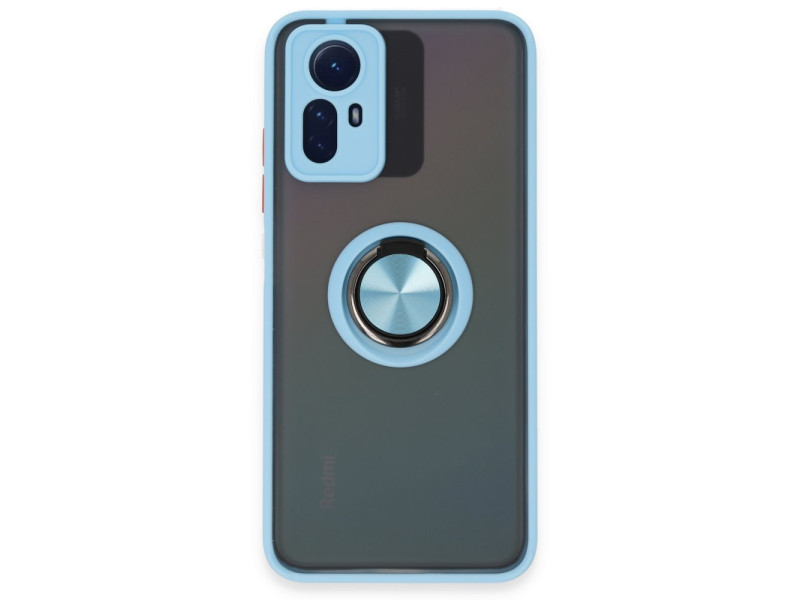 Newface Xiaomi Redmi Note 12S Kılıf Montreal Yüzüklü Silikon Kapak - Buz Mavi