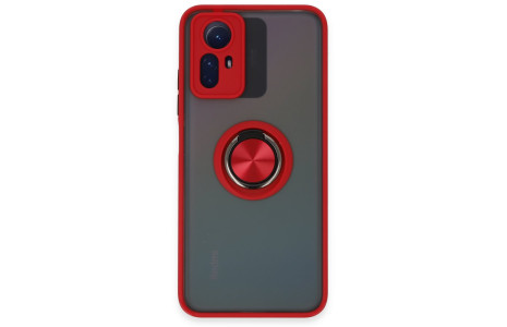 Newface Xiaomi Redmi Note 12S Kılıf Montreal Yüzüklü Silikon Kapak - Kırmızı