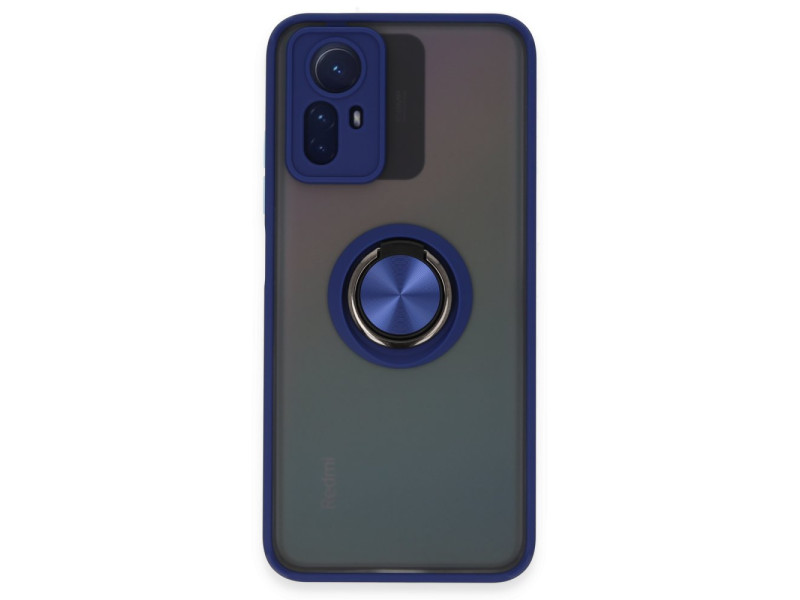 Newface Xiaomi Redmi Note 12S Kılıf Montreal Yüzüklü Silikon Kapak - Lacivert