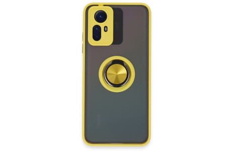 Newface Xiaomi Redmi Note 12S Kılıf Montreal Yüzüklü Silikon Kapak - Sarı