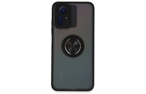 Newface Xiaomi Redmi Note 12S Kılıf Montreal Yüzüklü Silikon Kapak - Siyah