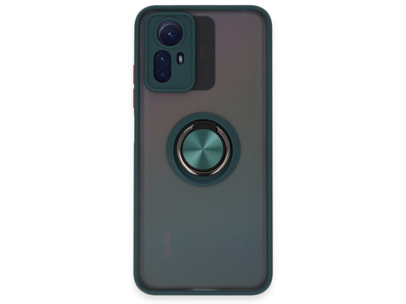 Newface Xiaomi Redmi Note 12S Kılıf Montreal Yüzüklü Silikon Kapak - Yeşil