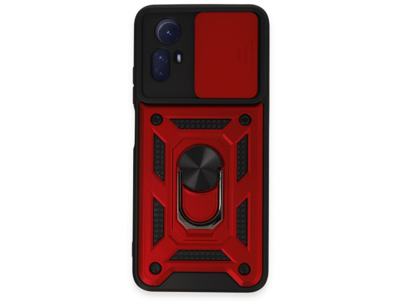 Newface Xiaomi Redmi Note 12S Kılıf Pars Lens Yüzüklü Silikon - Kırmızı