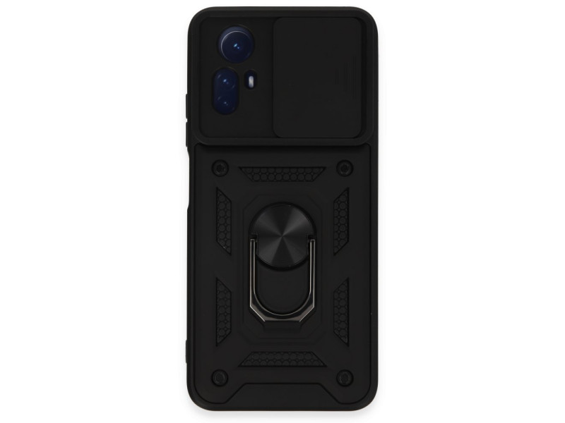 Newface Xiaomi Redmi Note 12S Kılıf Pars Lens Yüzüklü Silikon - Siyah