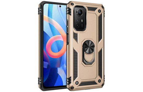 Newface Xiaomi Redmi Note 12S Kılıf Sofya Yüzüklü Silikon Kapak - Gold