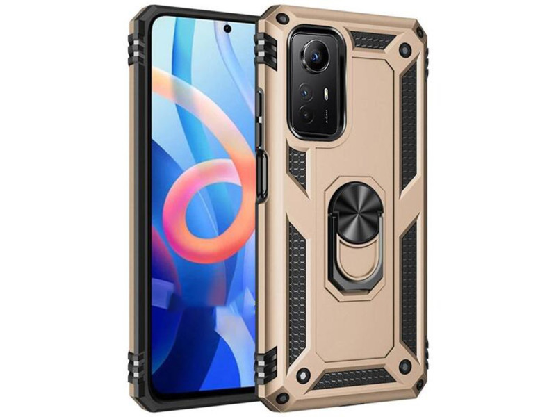 Newface Xiaomi Redmi Note 12S Kılıf Sofya Yüzüklü Silikon Kapak - Gold
