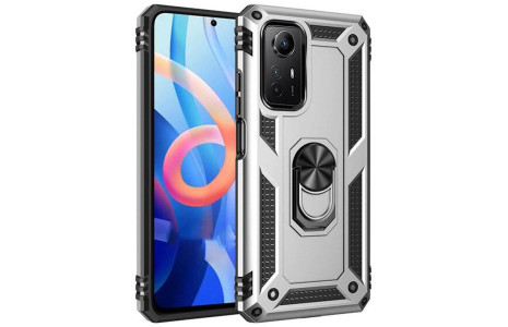 Newface Xiaomi Redmi Note 12S Kılıf Sofya Yüzüklü Silikon Kapak - Gümüş