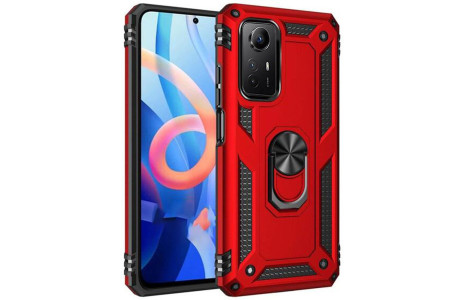 Newface Xiaomi Redmi Note 12S Kılıf Sofya Yüzüklü Silikon Kapak - Kırmızı